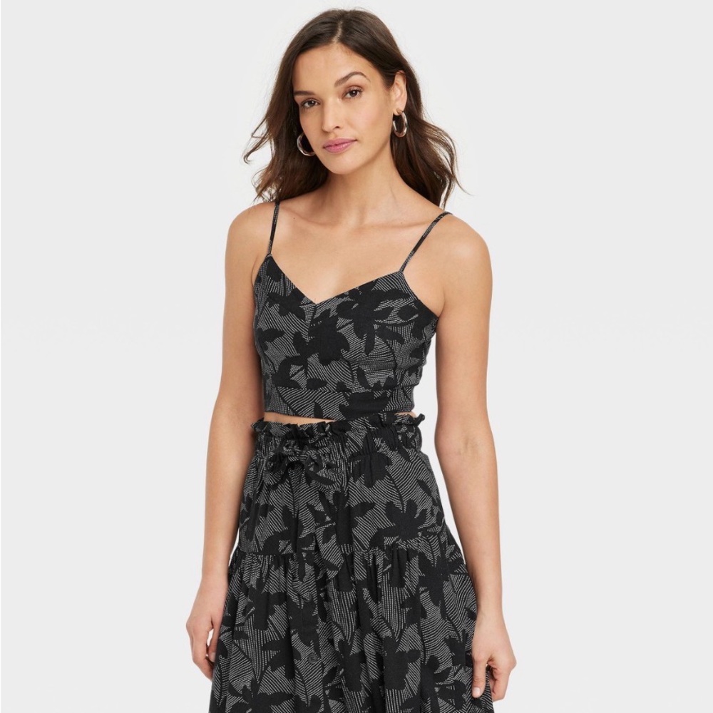 Universal Thread Women's Bra Tank Top - Black Floral and Matching Skirt - Picture 13 of 13